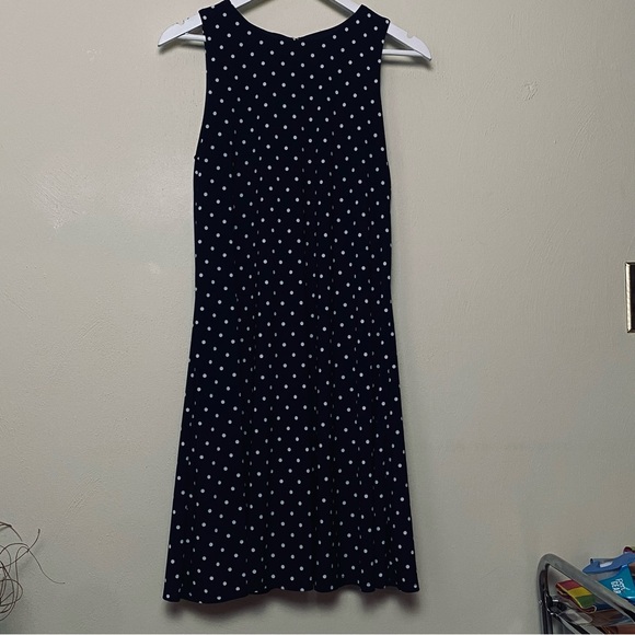 Anne Klein Navy and White Polka Dot Midi Dress Sz 10 - Picture 11 of 12